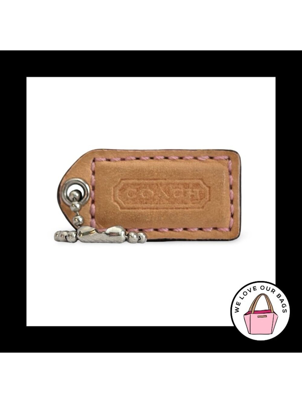 COACH Y2K VINTAGE Hang Tag 1.5" Vachetta Natural and Pink Leather Bag Charm Fob